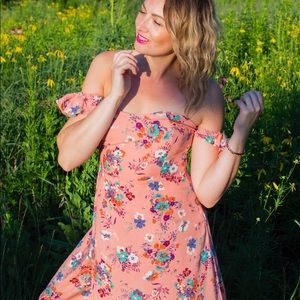 Floral Maxi off the shoulder dress